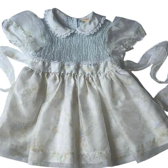 Vintage New York Kids Size 4 Pastel Floral Puff Sleeve Dress USA Made - Picture 12 of 16